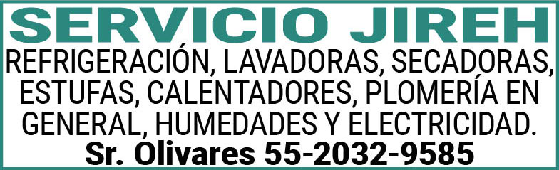 SERVICIO,JIREHREFRIGERACION,LAVADORAS,SECADORAS,ESTUFAS,CALENTADORES,PLOMERIA,EN,GENERAL,HUMEDADES,Y,ELECTRICIDAD.Sr.,Olivares,55-2032-9585
