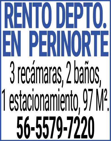 RENTO DEPTO. EN,PERINORTE3,recamaras,2,baños, 1,estacionamiento,97,M2.56-5579-7220