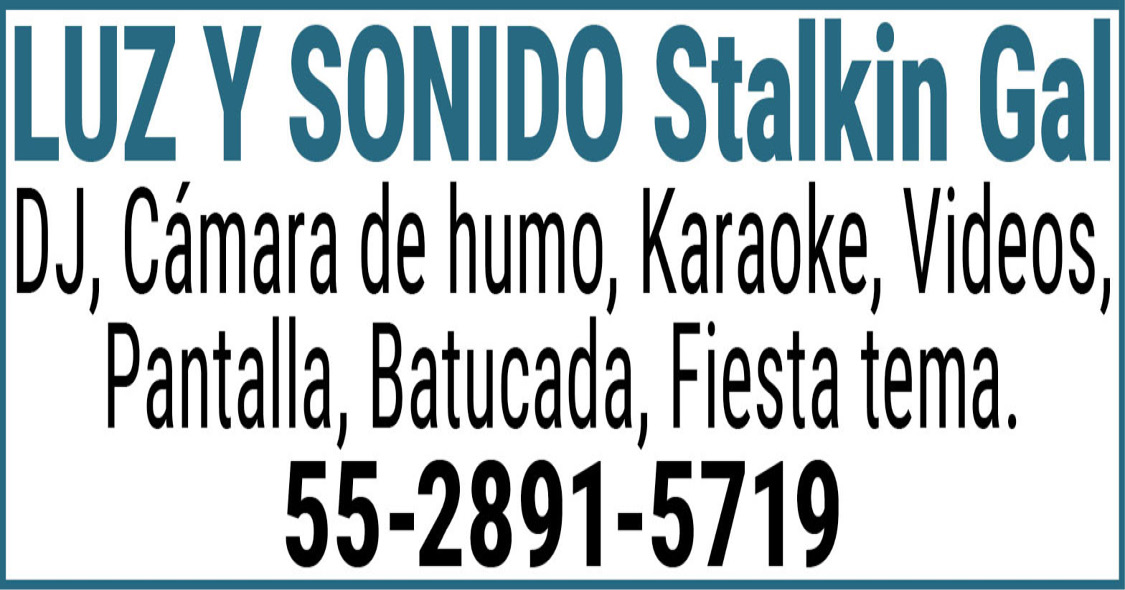 LUZ Y SONIDO Stalkin Gal DJ, Cámara de humo, Karaoke, Videos…