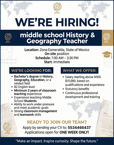 WE RE HIRING!middle school History & Geography…